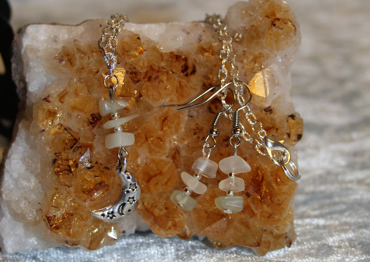 New and Handmade - New Jade Necklace and Earring Set