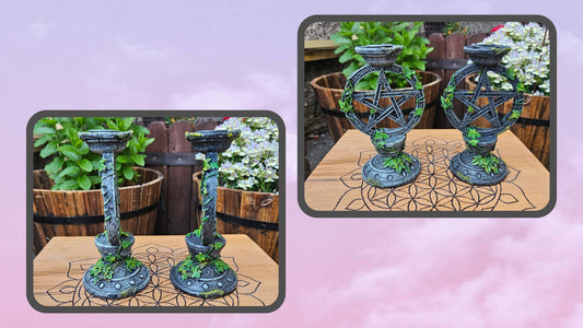 Nemesis Now ~ Aged Pentagram Candlesticks (Pair)