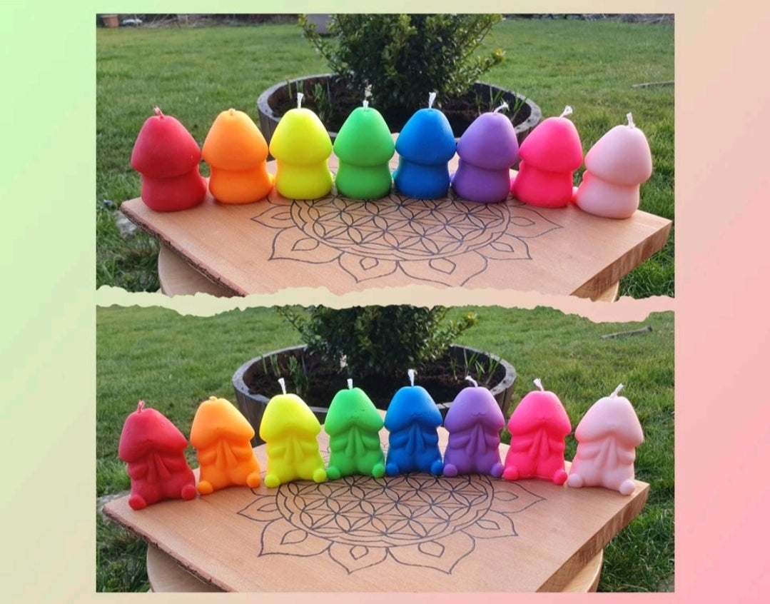 Male Body Part / Phallic Novelty Candle - UV Reactive Colours