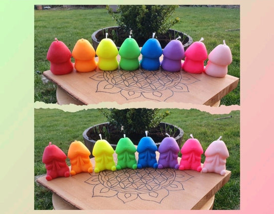 Male Body Part / Phallic Novelty Candle - UV Reactive Colours