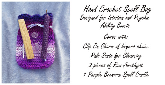 Spell Bag - Blues and Purples - Communication - Hand Crochet