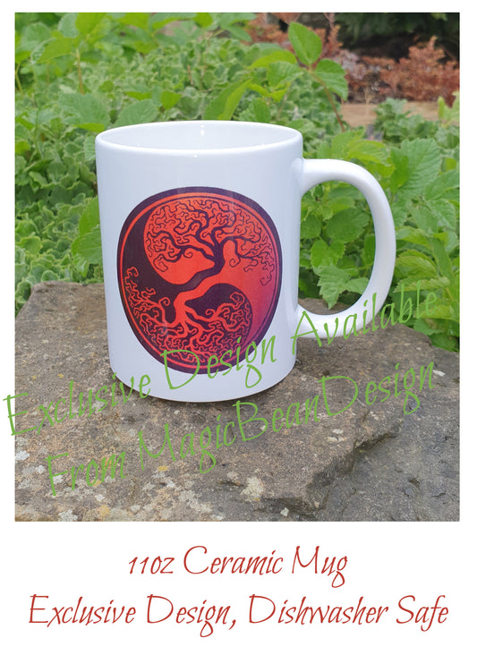 Yin Yan Tree (Red Background) - Exclusive Design Ceramic Mug