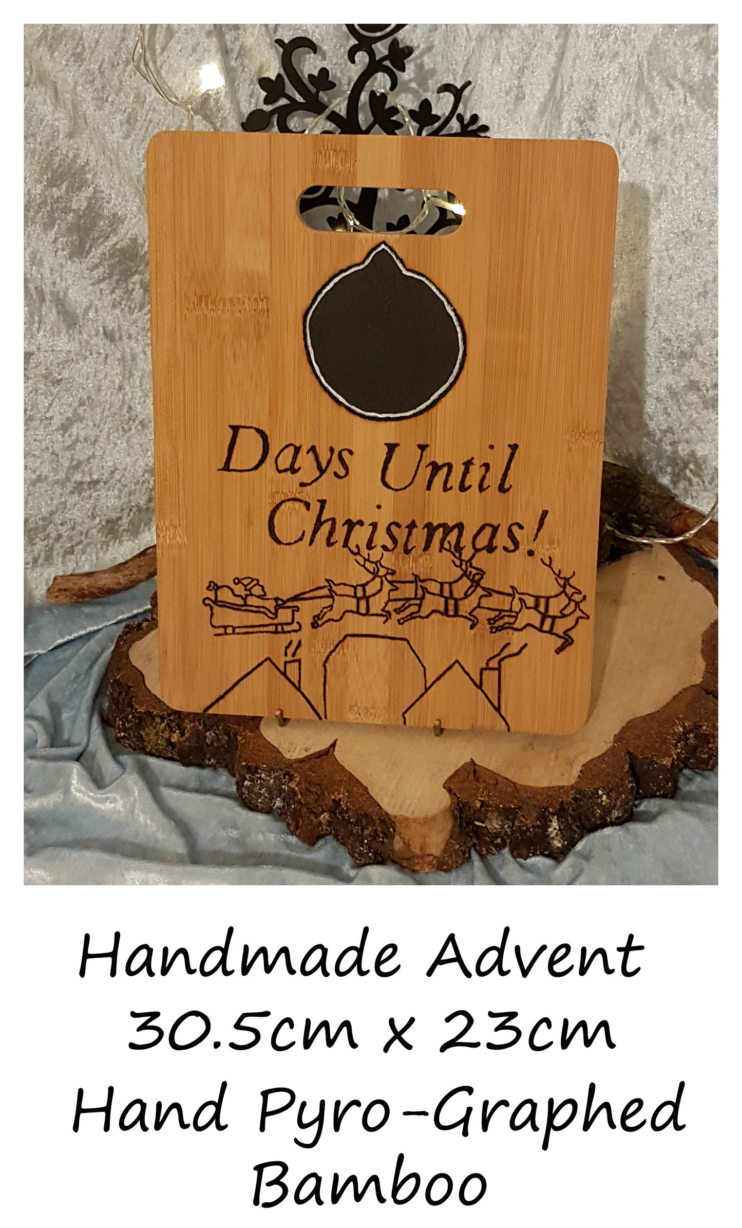 Hand Pyrographed Advent Countdown chalkboard (2)