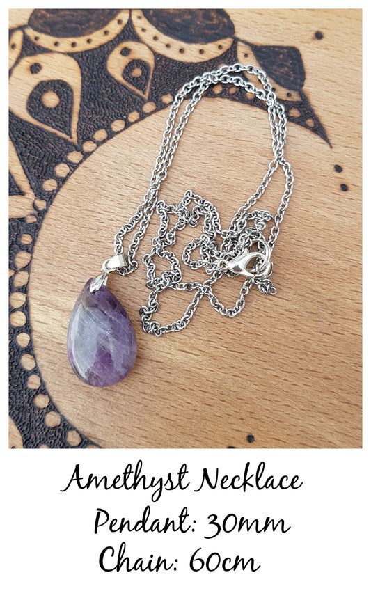 Amethyst Teardrop Pendant Necklace